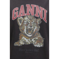 Ganni Black Cotton Sweatshirt