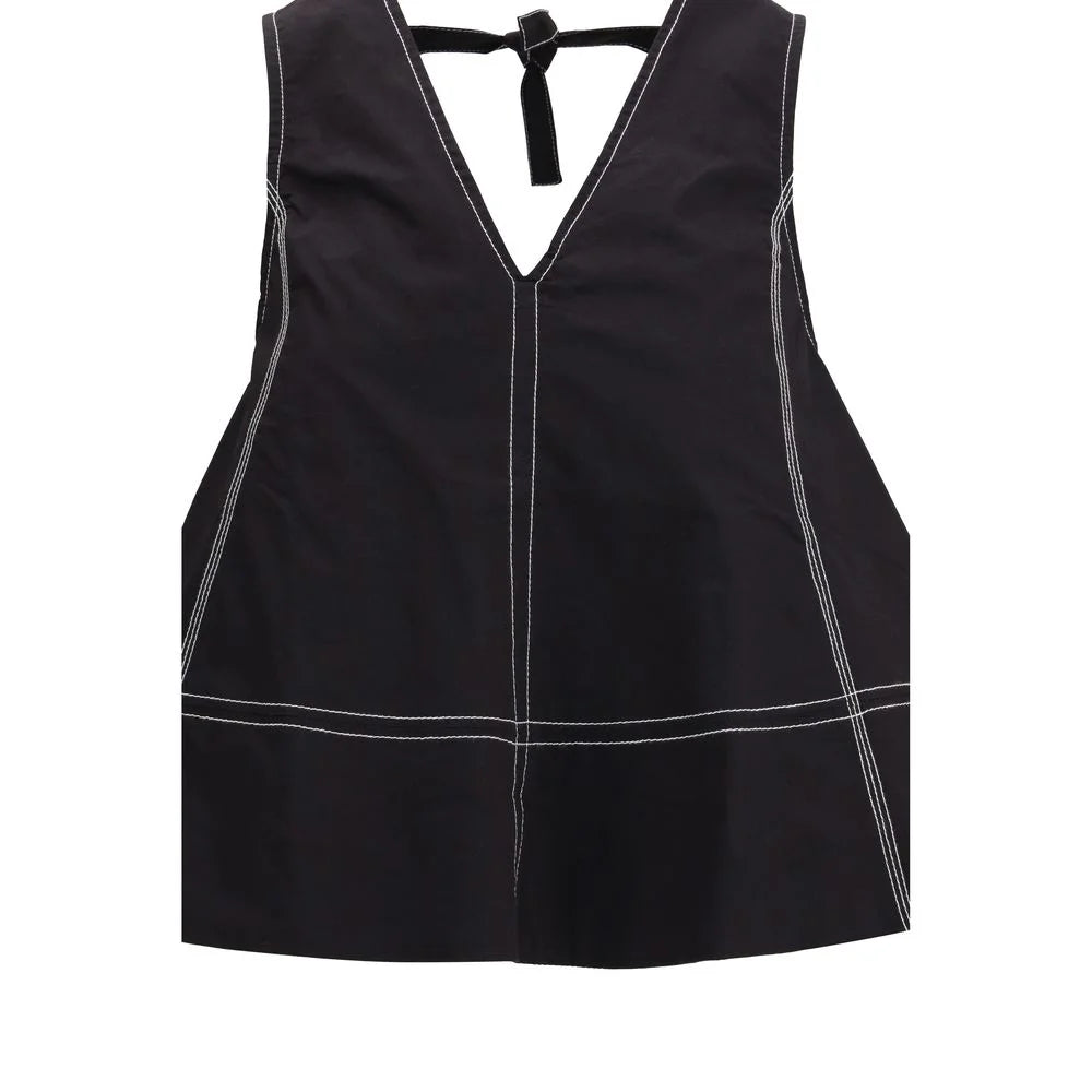 Ganni Black Elastane Top