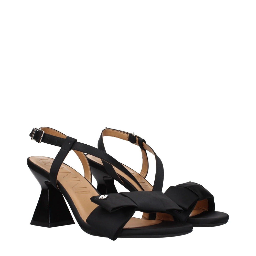 Ganni Black Fabric Stiletto Heels Sandals
