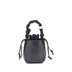 Ganni Black Recycled Leather Backet Bag