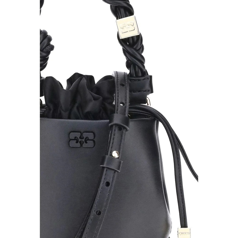 Ganni Black Recycled Leather Backet Bag