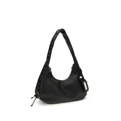 Ganni Black Recycled Leather Shoulder Bag