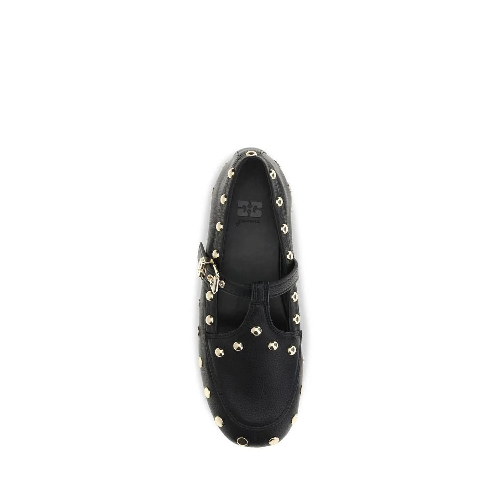 Ganni Black Recycled Polyester Ballet Flats