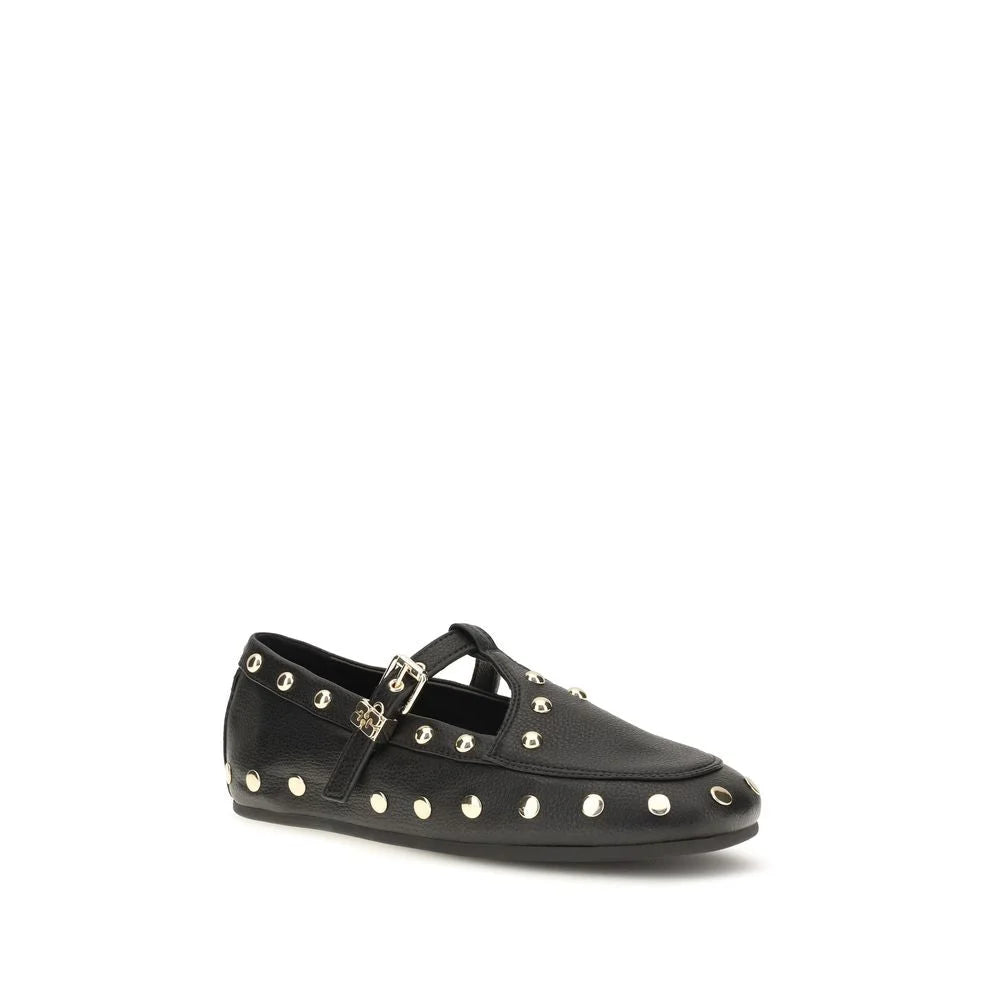 Ganni Black Recycled Polyester Ballet Flats
