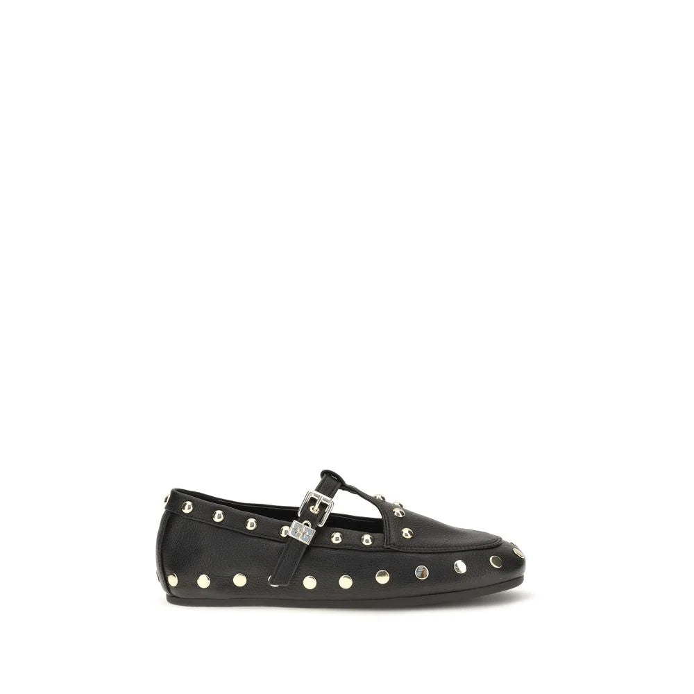 Ganni Black Recycled Polyester Ballet Flats
