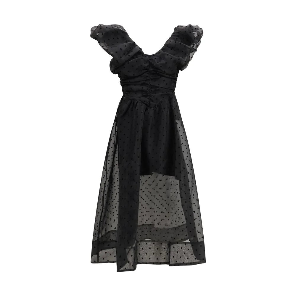 Ganni Black Recycled Polyester Cocktail Dress