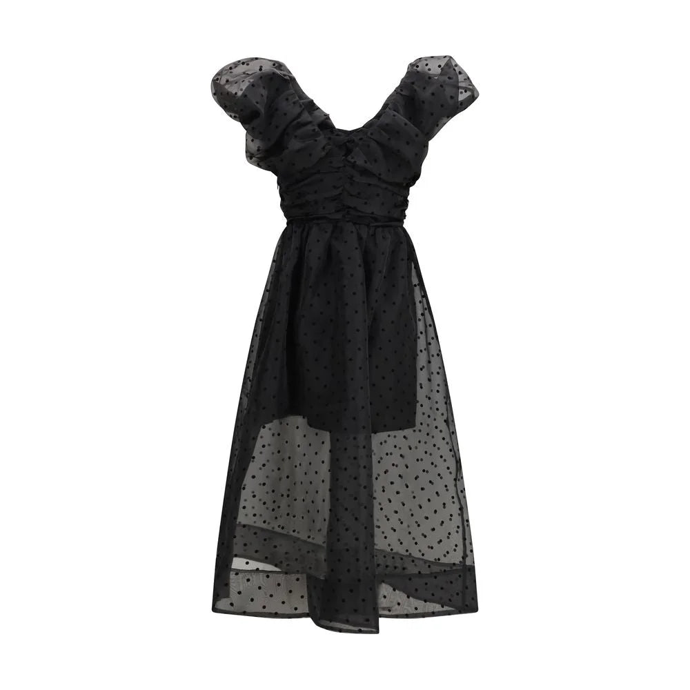 Ganni Black Recycled Polyester Cocktail Dress