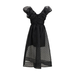 Ganni Black Recycled Polyester Cocktail Dress