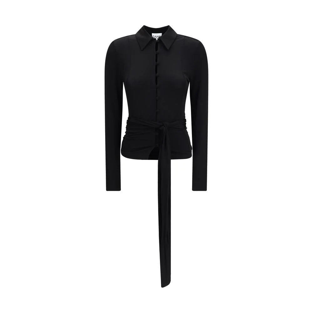 Ganni Black Recycled Polyester Shirt - IT40 | M