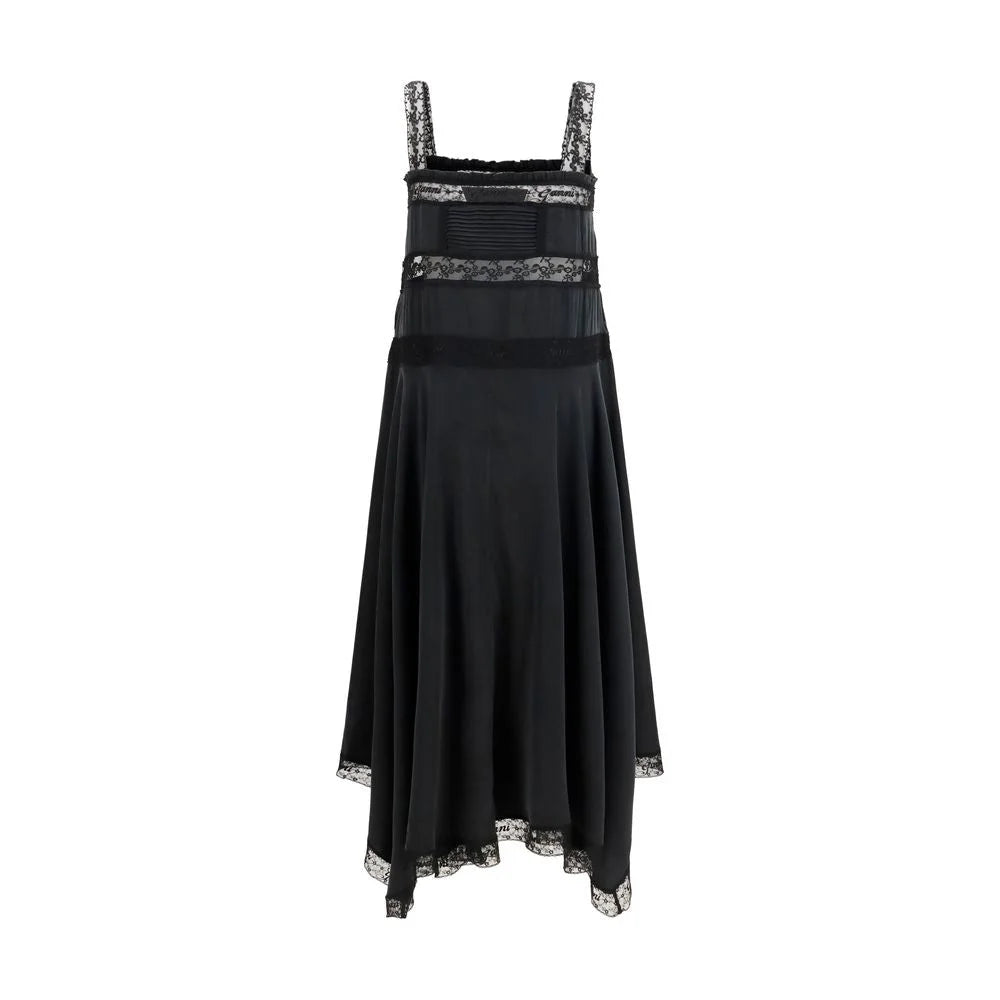 Ganni Black Silk Cocktail Dress
