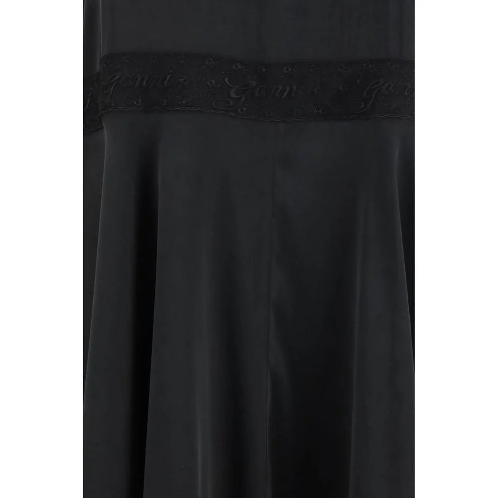 Ganni Black Silk Cocktail Dress