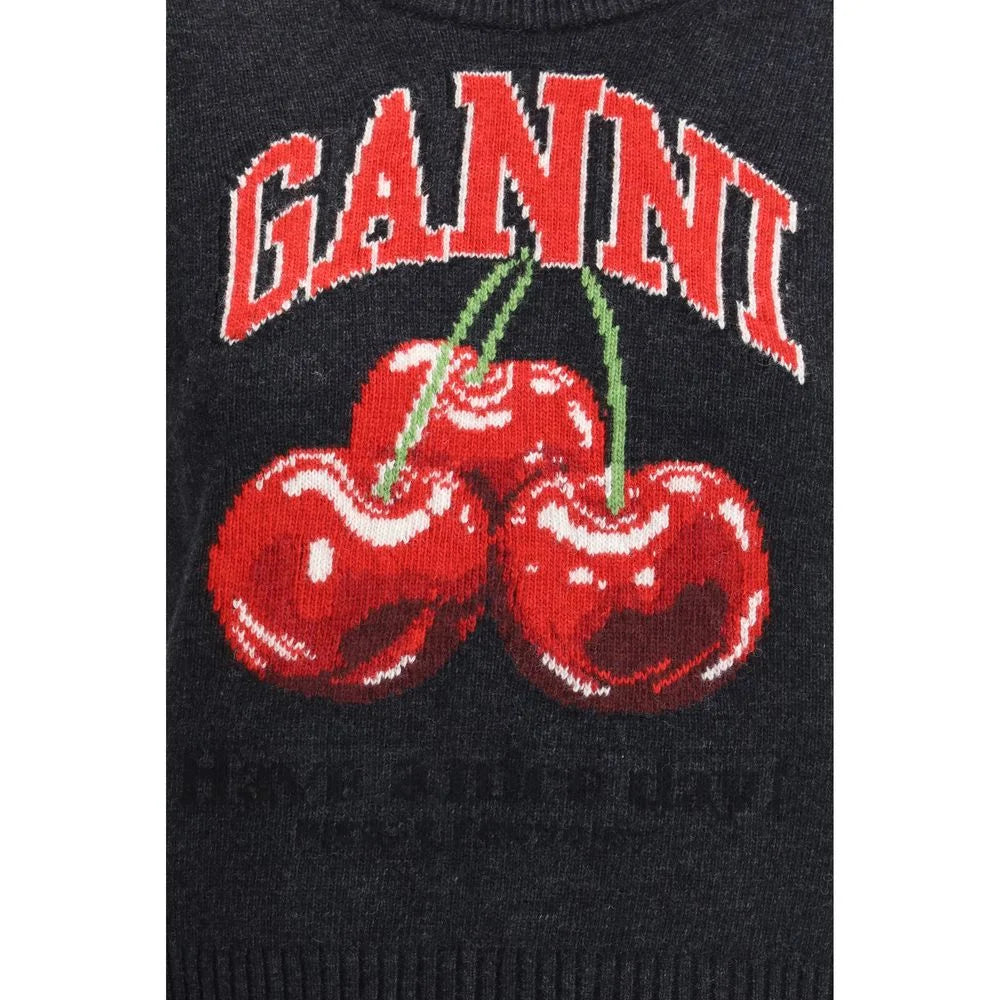Ganni Black Wool Sweatshirt - S