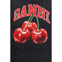 Ganni Black Wool Sweatshirt - Sweatshirts