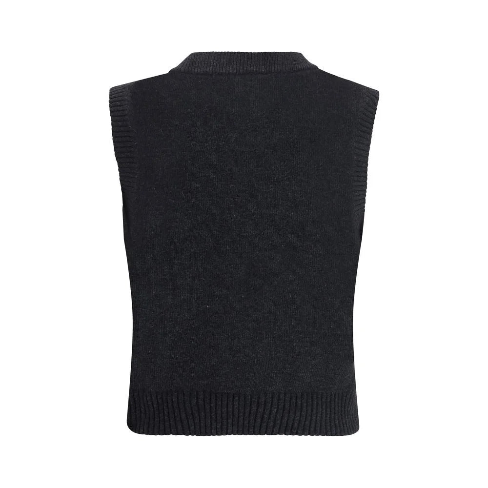 Ganni Black Wool Sweatshirt - Sweatshirts