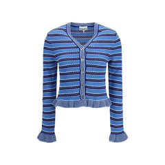 Ganni Blue Cotton Cardigan
