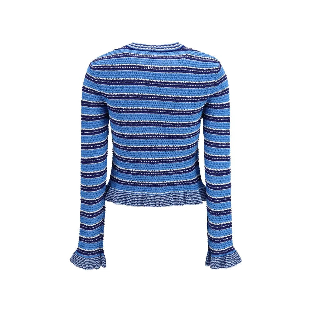Ganni Blue Cotton Cardigan