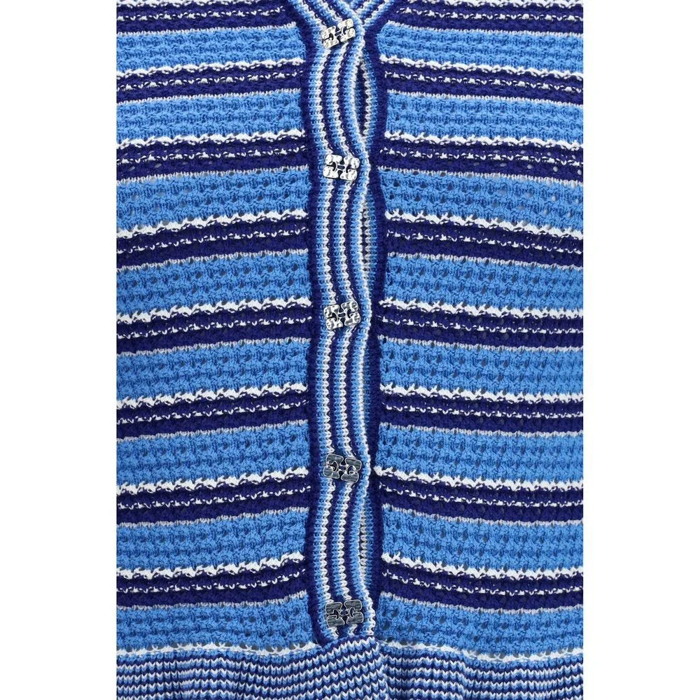 Ganni Blue Cotton Cardigan