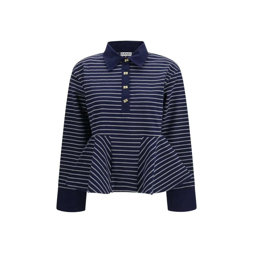 Ganni Blue Cotton Polo Shirt - M