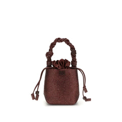 Borsa a secchiello Ganni Bordeaux in poliestere riciclato in una profonda tonalità bordeaux con manico strutturato e design minimalista.
