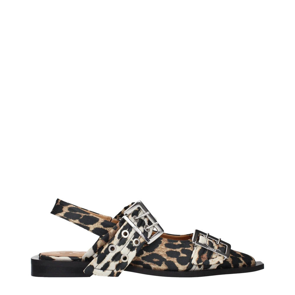 Ganni Brown Fabric Flat Sandals - EU41/US11