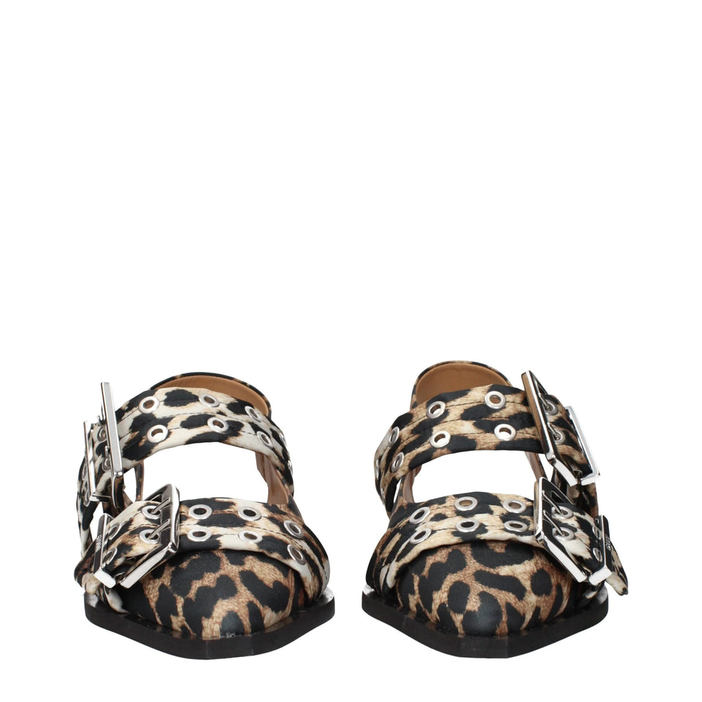 Ganni Brown Fabric Flat Sandals - EU41/US11