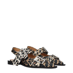 Ganni Brown Fabric Flat Sandals - EU41/US11