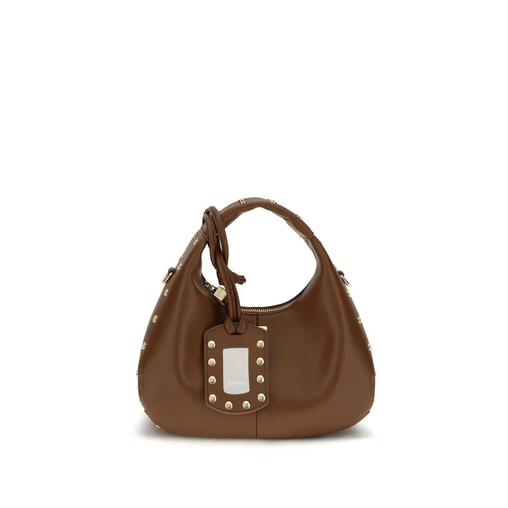 Ganni Brown Recycled Leather Shoulder Bag