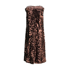 Ganni Brown Recycled Polyester Cocktail Dress