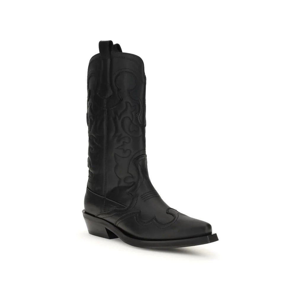 Ganni Embroidered Western Boots - Boots