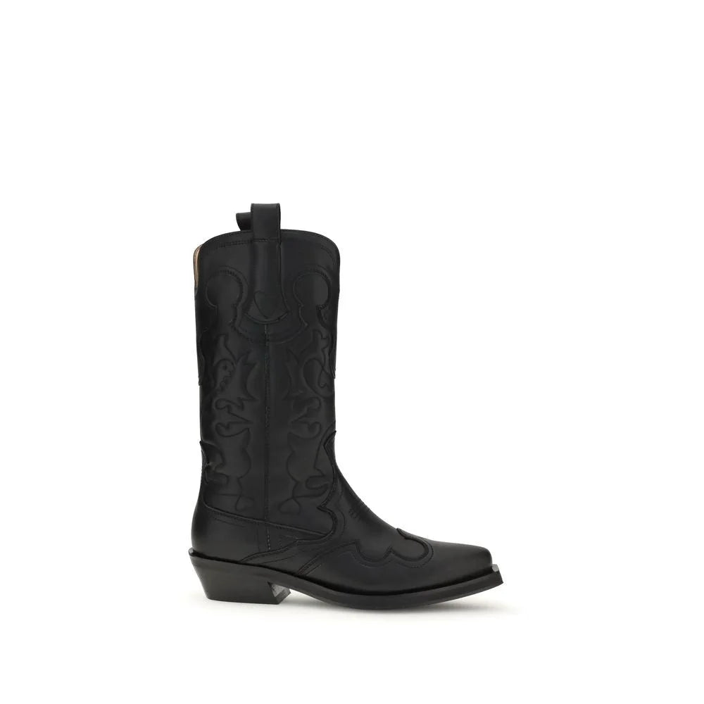 Ganni Embroidered Western Boots - Boots