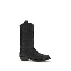 Ganni Embroidered Western Boots - Boots