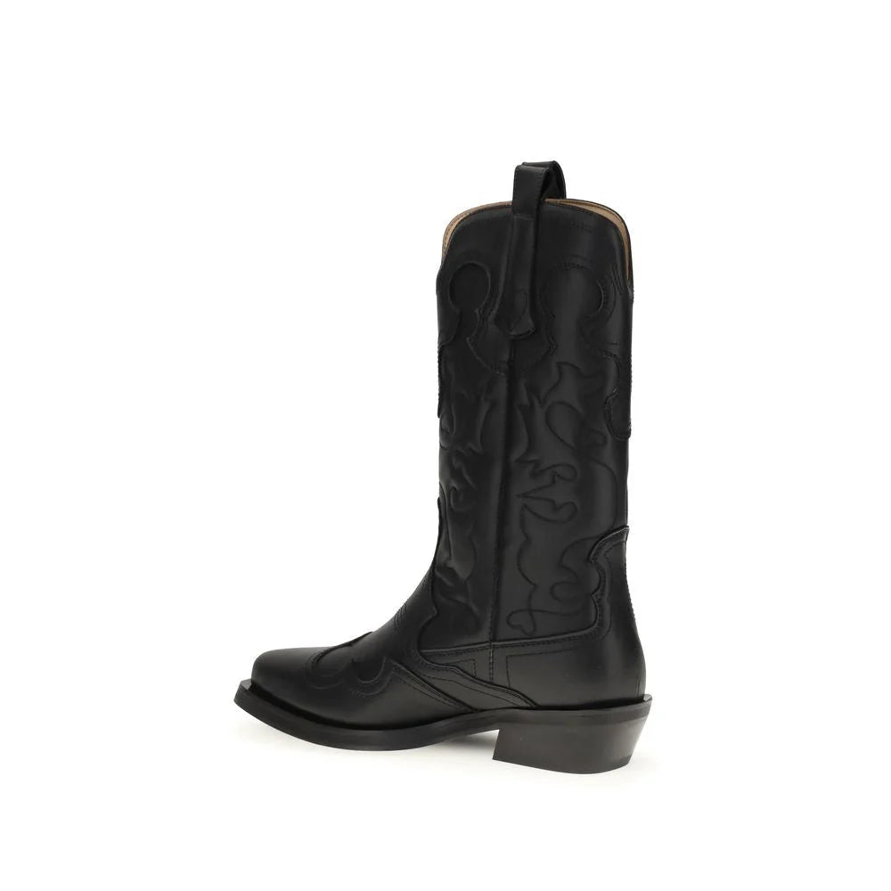 Ganni Embroidered Western Boots - Boots
