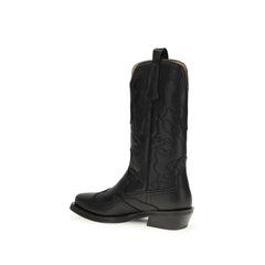 Ganni Embroidered Western Boots - Boots