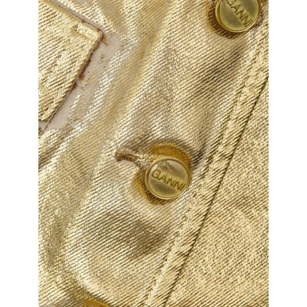 Ganni Gold Cotton Sleveless Jacket - IT38|XS - Vests
