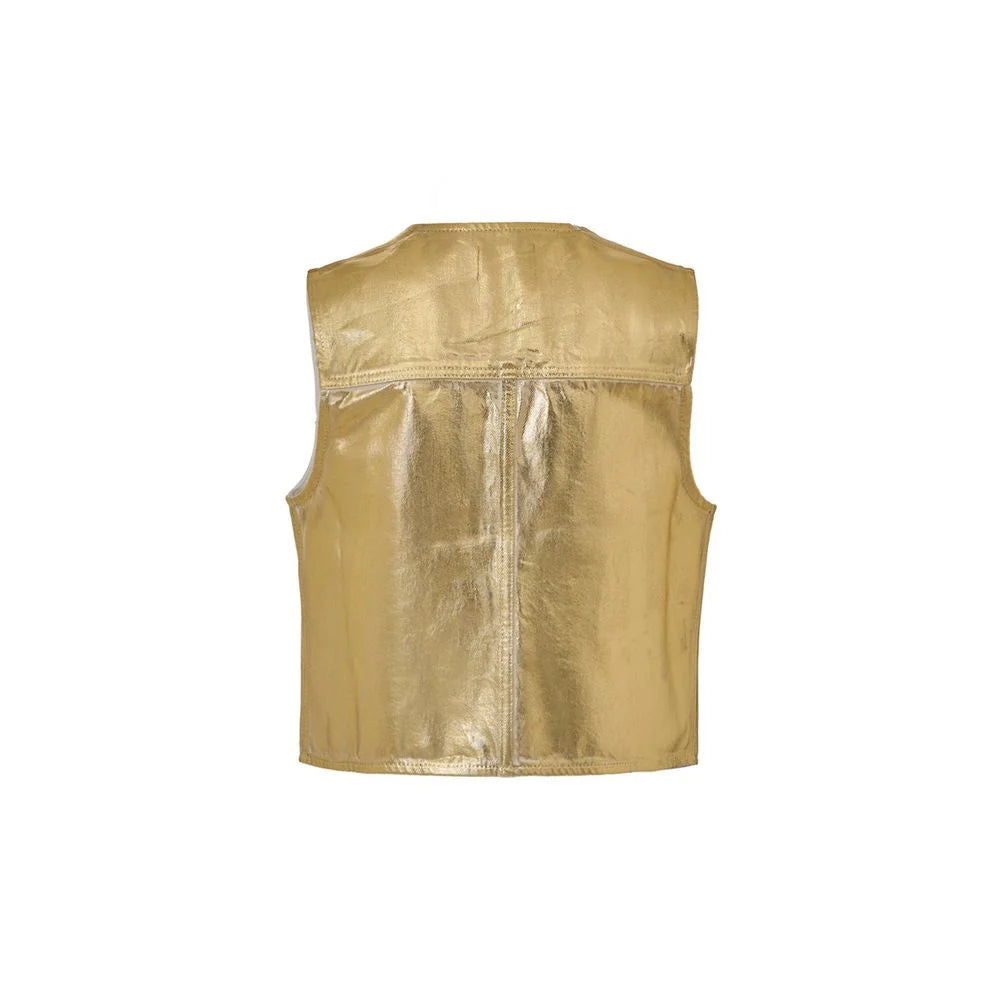 Ganni Gold Cotton Sleveless Jacket - IT38|XS - Vests