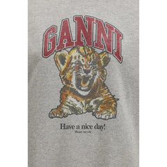 Ganni Gray Cotton Sweatshirt