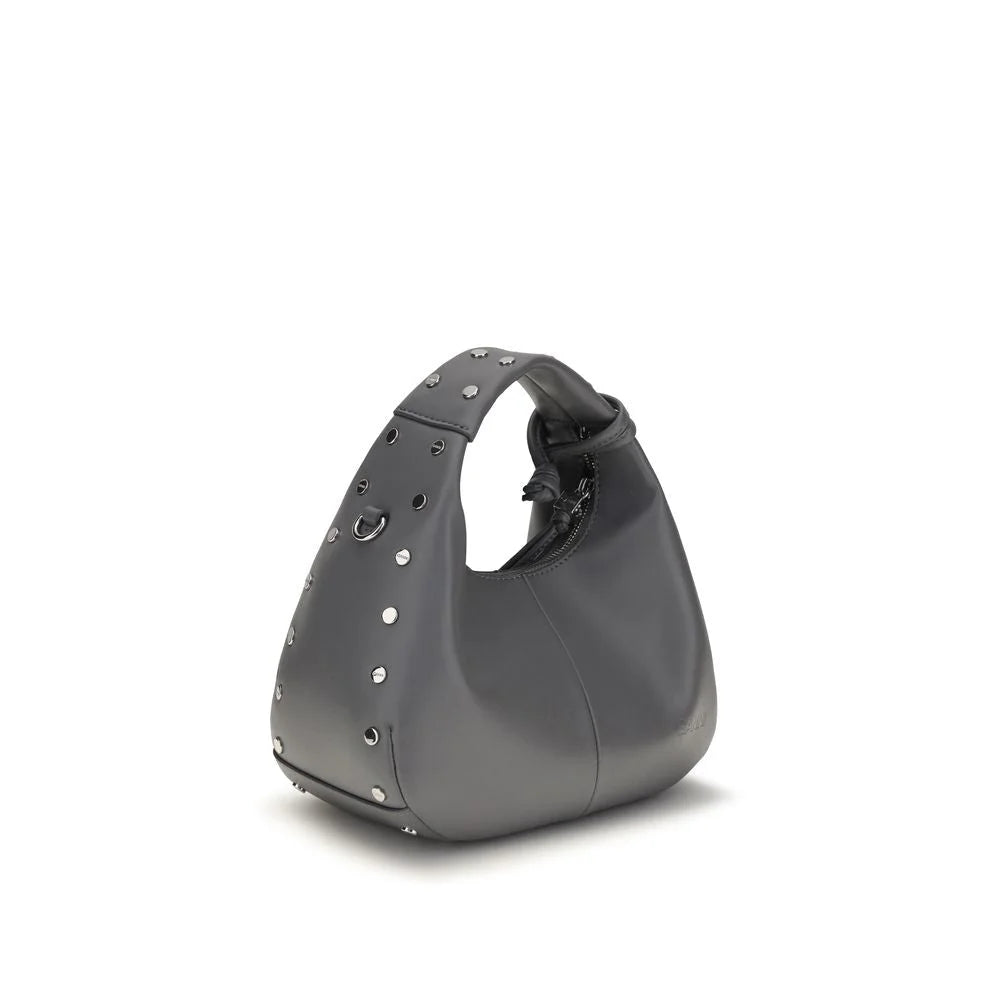 Ganni Gray Leather Shoulder Bag
