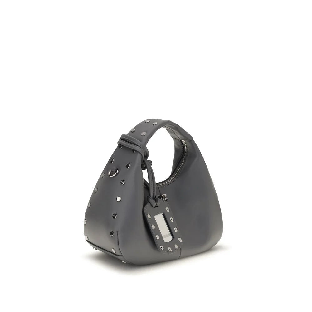 Ganni Gray Leather Shoulder Bag