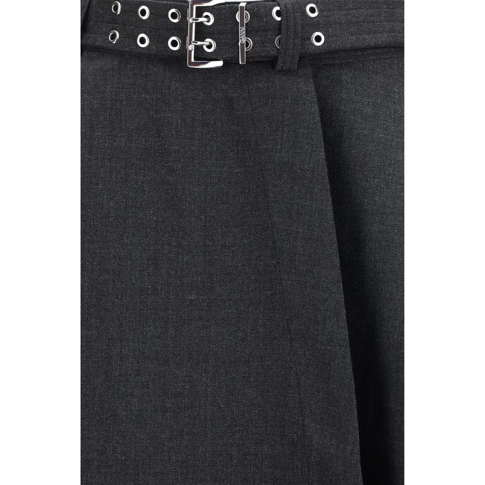 Ganni Grauer, recycelter Polyester, langer Rock - IT42 | L