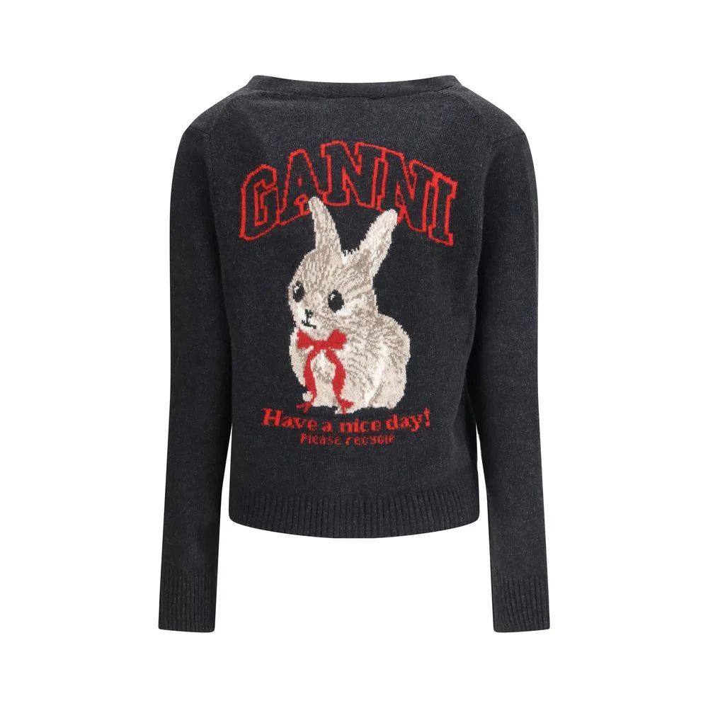 Ganni Gray Wool Cardigan