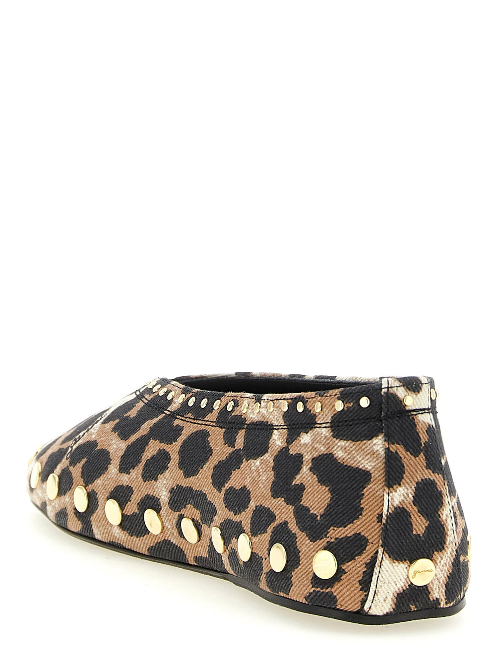 Rear view of Ganni multicolor ballet shoes highlighting the structured heel counter and seamless textile finish.