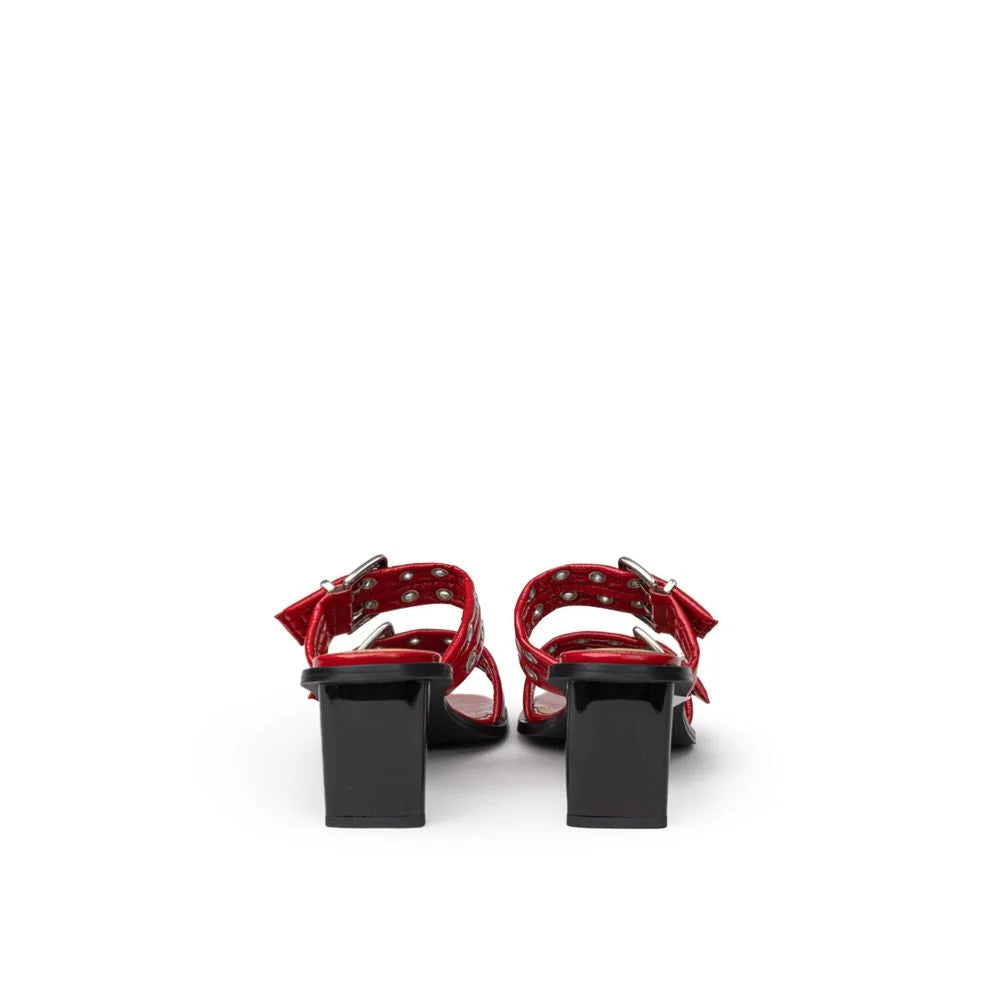 Ganni Red Leather Sandal - Sandals