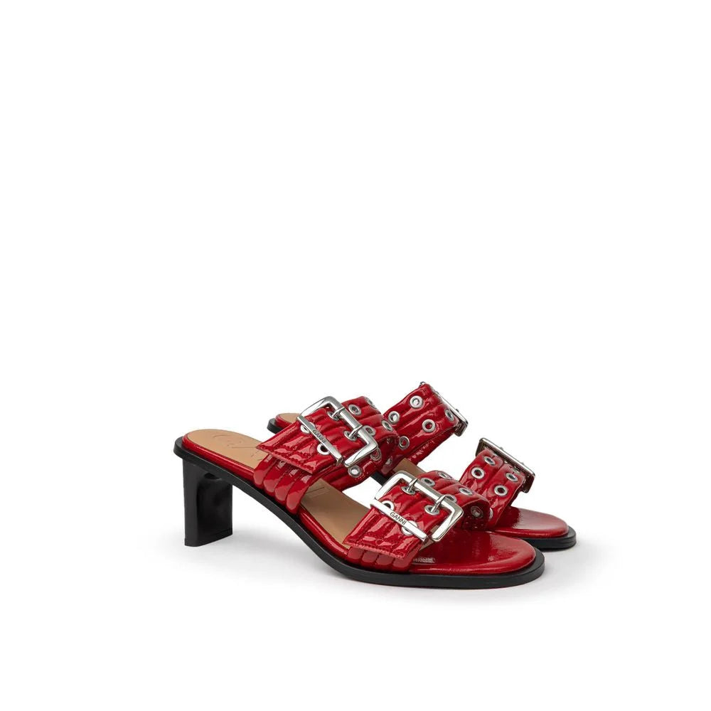 Ganni Red Leather Sandal - Sandals