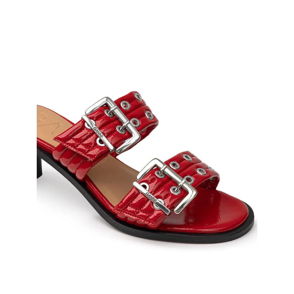 Ganni Red Leather Sandal - Sandals