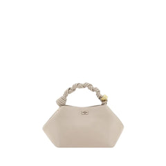 Ganni White Calf Leather Bos Taurus Handbag - Shoulder Bags