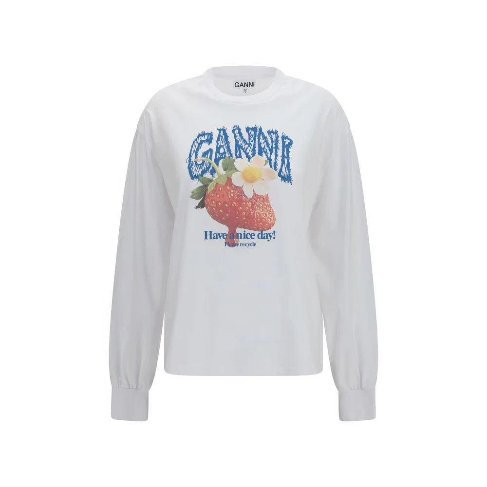 Ganni White Cotton Sweatshirt