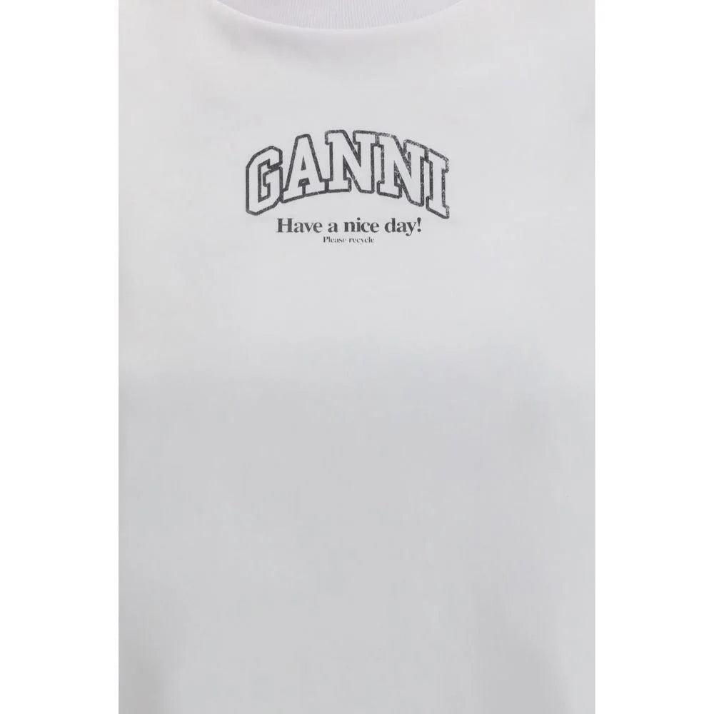 Ganni White Cotton T-Shirt