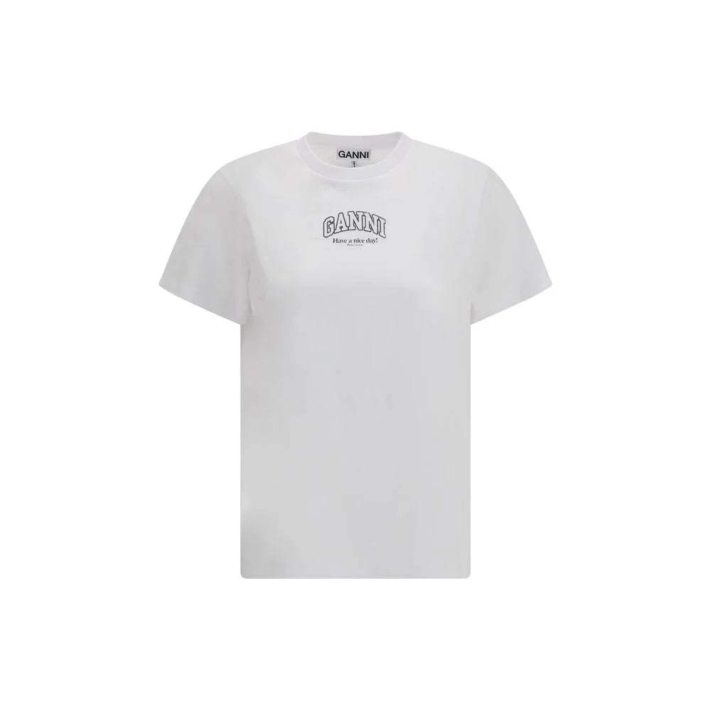 Ganni White Cotton T-Shirt