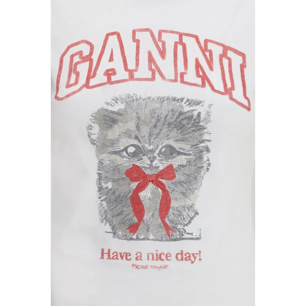 Ganni White Cotton T-Shirt - T-Shirts