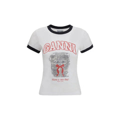 Ganni White Cotton T-Shirt - T-Shirts